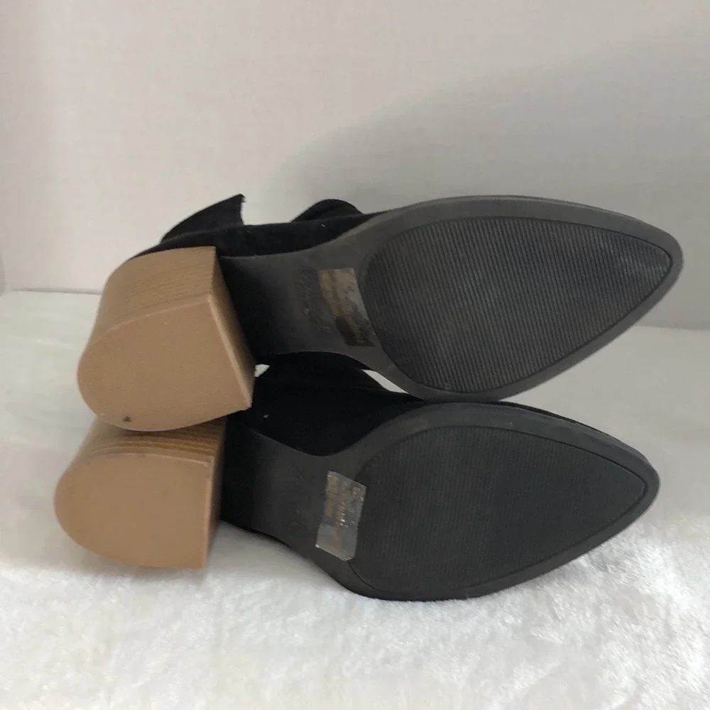 QUPID Black Suede‎ Block Heel Bootie Ankle Boot Women Size 5 Classic